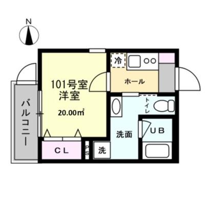 MIRAIS根岸(1K/1階)の間取り写真