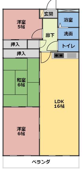 ルポール東浜(3LDK/4階)の間取り写真