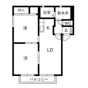 ル パンA(2LDK/2階)の間取り写真
