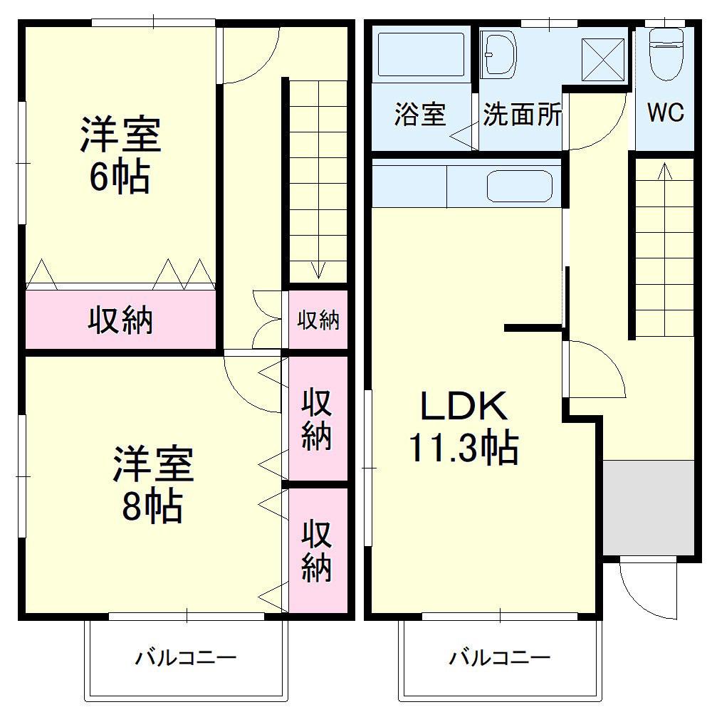 はぴねす(2LDK/1階)の間取り写真