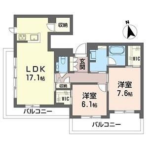 フローラ(2LDK/3階)の間取り写真