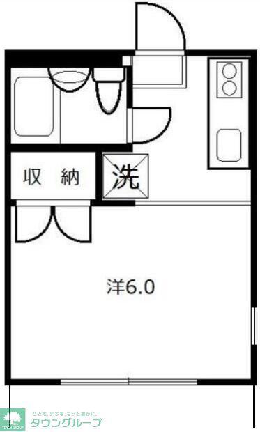 山口ハイツC棟(1K/1階)の間取り写真