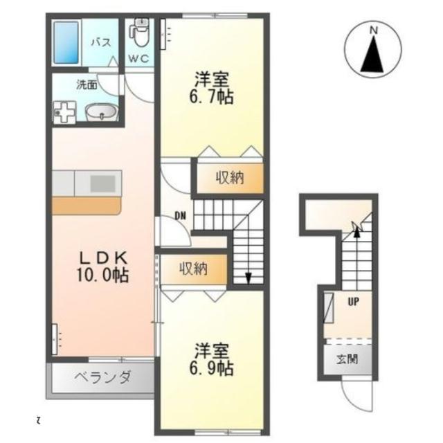 カーサフェンテ(2LDK/2階)の間取り写真