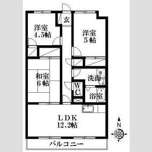 プラセオ上島(3LDK/1階)の間取り写真