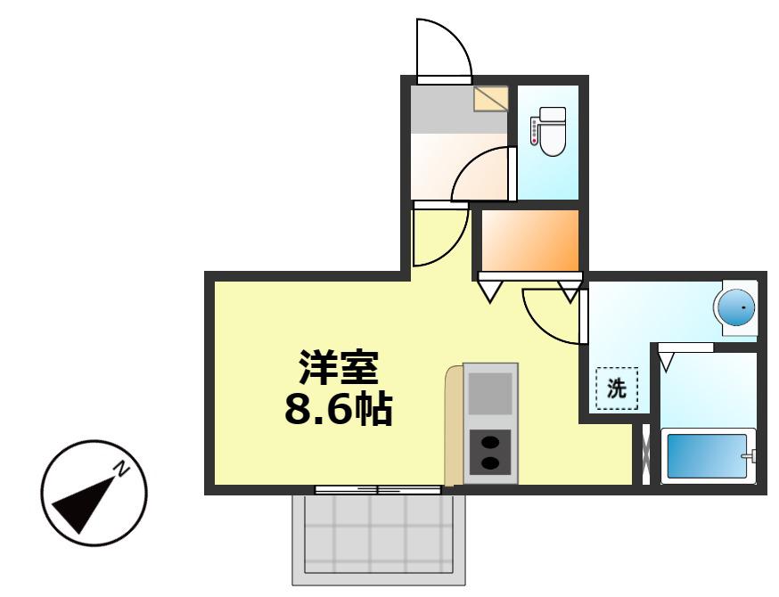CALM庄内通(ワンルーム/3階)の間取り写真