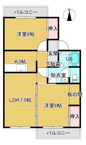 ISLANDナミール(2LDK/2階)の間取り写真
