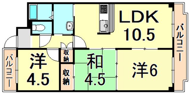 メゾン昆陽里(3LDK/1階)の間取り写真