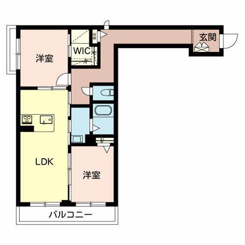 ヴィラメゾン高師浜(2LDK/2階)の間取り写真