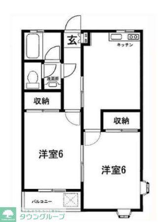 向原台コーポ第2(2DK/2階)の間取り写真
