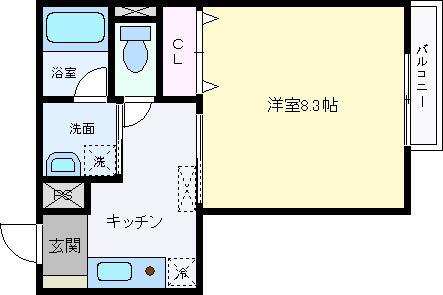 HALE-PONO(1K/3階)の間取り写真