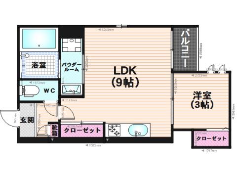 ブランニューデイ大橋(1LDK/2階)の間取り写真