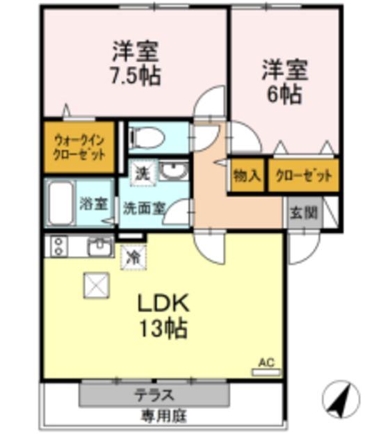 モア・コンフォート(2LDK/1階)の間取り写真