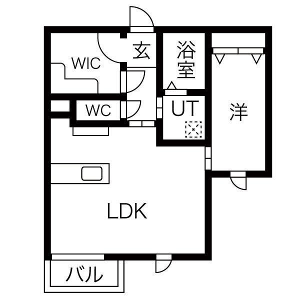 ILUSION高畑(1LDK/2階)の間取り写真