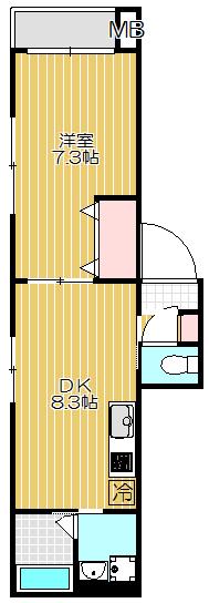 カーサ アルド-レ(1SLDK/3階)の間取り写真
