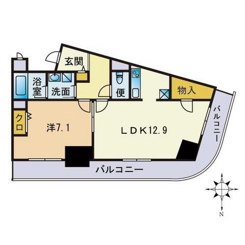 アルフォート天神(1LDK/13階)の間取り写真