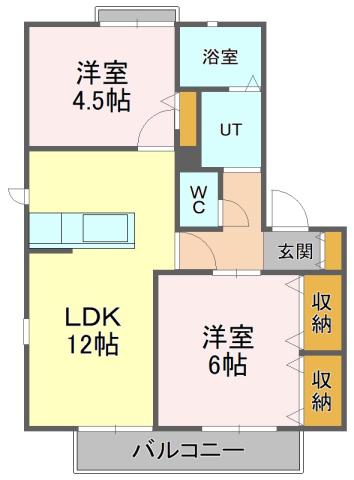 カサベルデA(2LDK/2階)の間取り写真