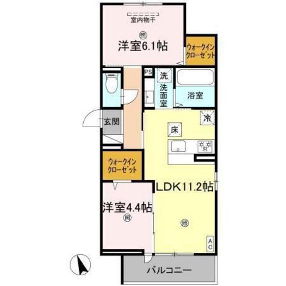 ファミールJII(2LDK/1階)の間取り写真