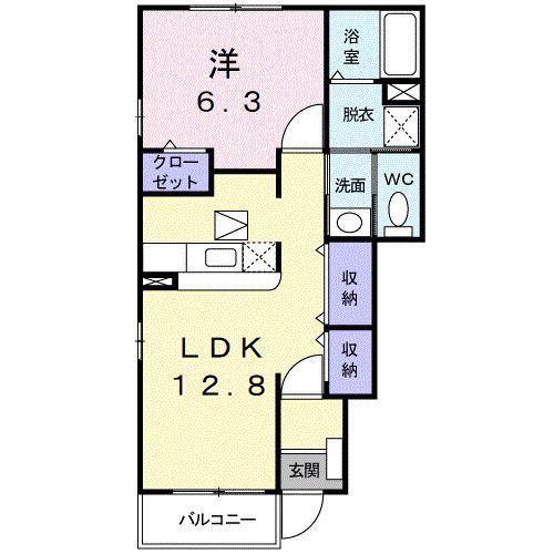 WISHII(1LDK/1階)の間取り写真