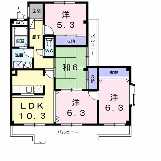 ラフィネ大形山(4LDK/1階)の間取り写真