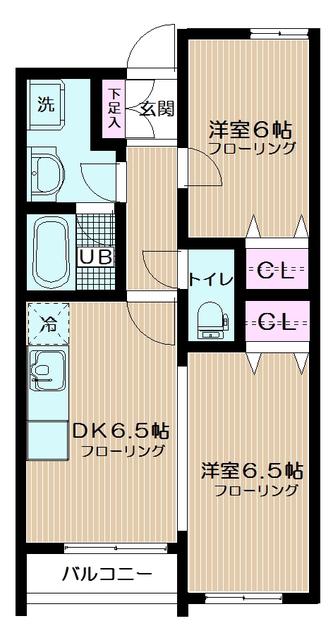 ガレリア大松(2DK/1階)の間取り写真