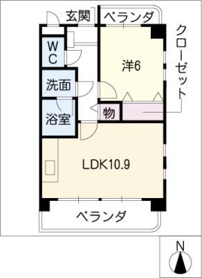JUON(1LDK/1階)の間取り写真
