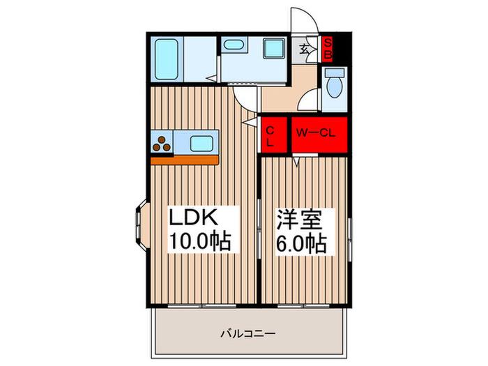 タウンコート さいど B(1LDK/2階)の間取り写真