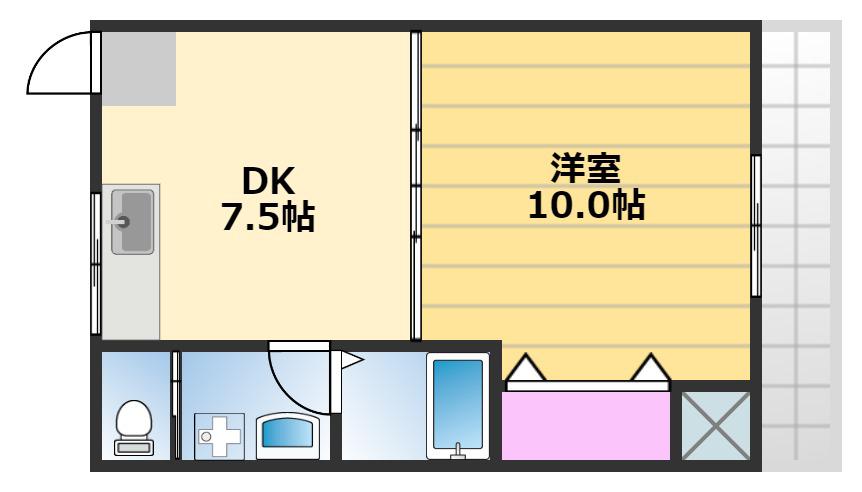 西野ビル(1DK/2階)の間取り写真