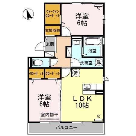 サンガーデニアB棟(2LDK/3階)の間取り写真