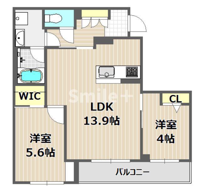 コンフォルト大元駅(2LDK/2階)の間取り写真