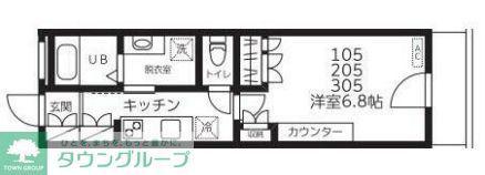 BAUMROOM美園(1K/2階)の間取り写真