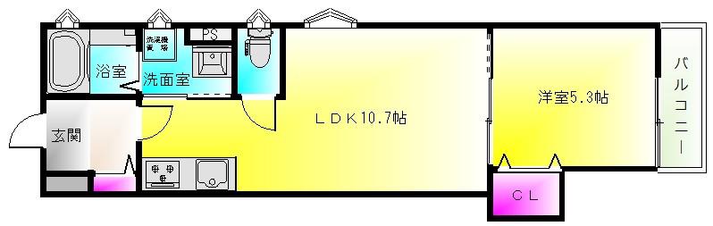 クリエオーレ若草I(1LDK/1階)の間取り写真