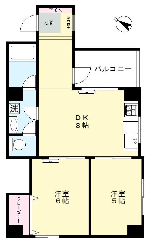ガーデンハウス神宮寺(2DK/3階)の間取り写真
