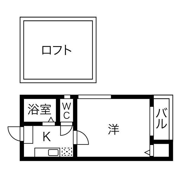メイベール栄生(1K/1階)の間取り写真