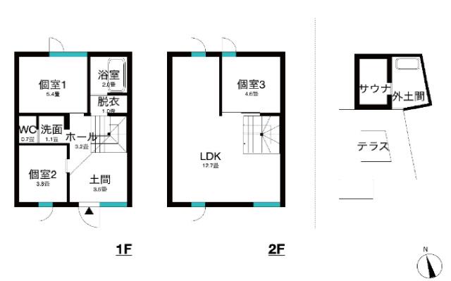 アパートメントビーバー(3LDK/1階)の間取り写真