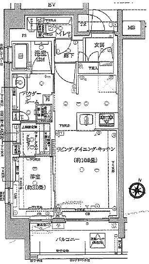 イニシアイオ本蓮沼駅前(1LDK/1階)の間取り写真