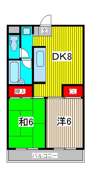 フクロクハイマンション1号館(2DK/3階)の間取り写真