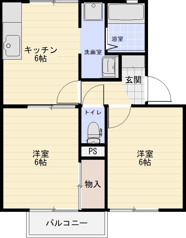 セジュールYOU(2DK/2階)の間取り写真