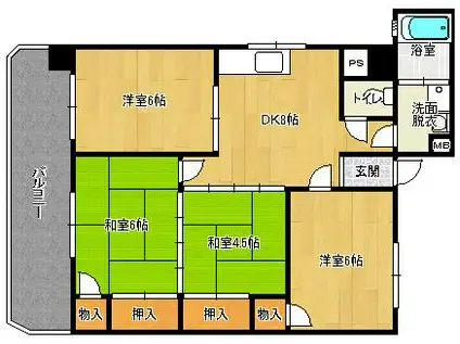 米谷木町第四ビル(4DK/3階)の間取り写真