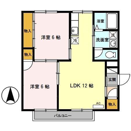 アーバンライフ八橋(2LDK/1階)の間取り写真