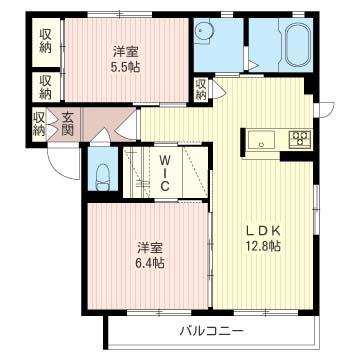 プレールC(2LDK/1階)の間取り写真
