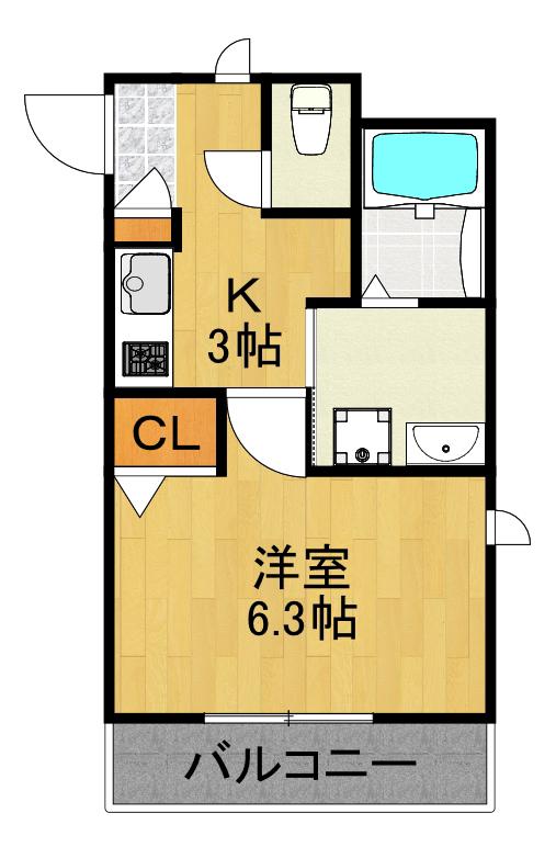 アーバンフォレスト(1K/2階)の間取り写真