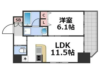 スプランディッド安土町(1LDK/4階)の間取り写真