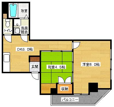 西興ビル(2DK/2階)の間取り写真