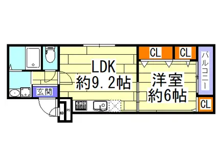 フジパレス深江橋III番館(1LDK/3階)の間取り写真