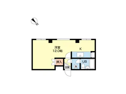 ミレットハイム(1K/3階)の間取り写真