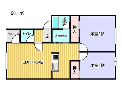 さくら館B(2LDK/2階)の間取り写真