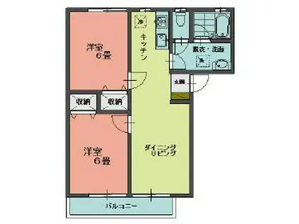リベラルハイツM1(2LDK/1階)の間取り写真