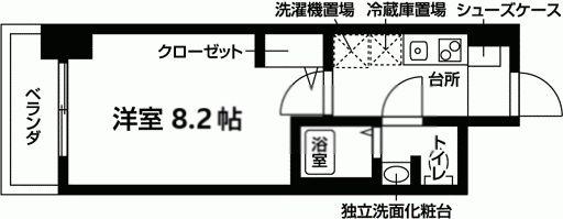 ヴェッセル幅下(1K/9階)の間取り写真