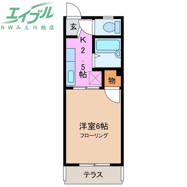 フォーブル東山(1K/1階)の間取り写真