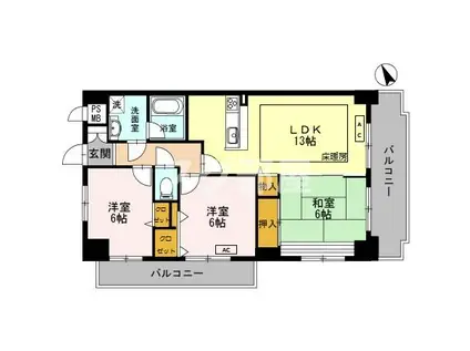 エール豊岡(3LDK/1階)の間取り写真